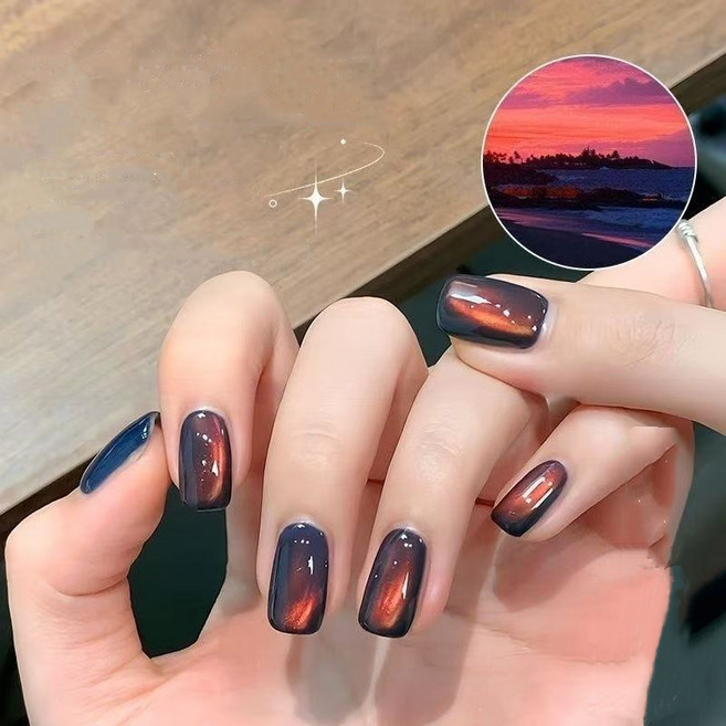 [손꼽놀이] 젤네일 겨울 바다 새틴 캣츠아이 유리구슬 셀프 자석젤 15ml, 1세트, 바다일몰