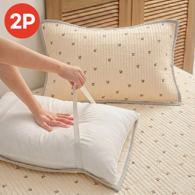 컴투더홈 교체가 편한 순면 피그먼트 밴딩 베개커버 2P
