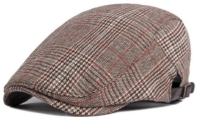 두두픽스 보씨엘 남성 헤링본 정장모자 면 코튼 사이즈 조절 버클 헌팅캡 YZ30108