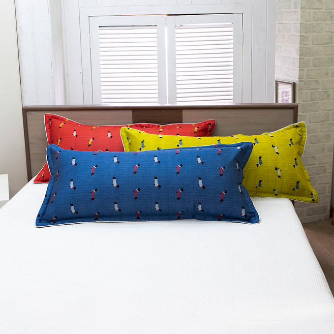 꿀몽 헤드쿠션커버 2인용베개커버 대쿠션 50X100, 바둑이 블루