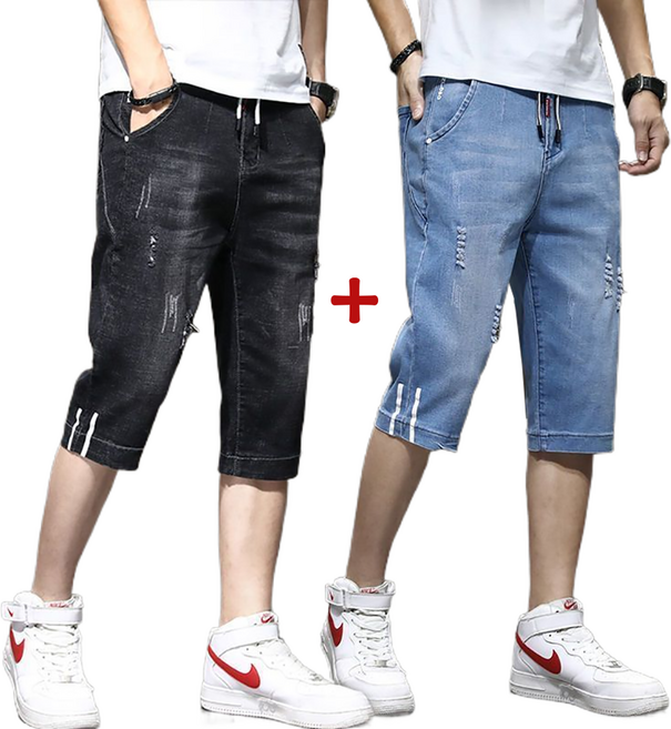 셀럽당 1+1데님 반바지 남여름 얇은 일자 와이드 캐주얼 7부 반바지M1561