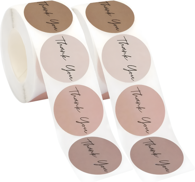 500매 원형 땡큐 감사 스티커, 2세트, 03. 브라운(S374) 1롤 500매