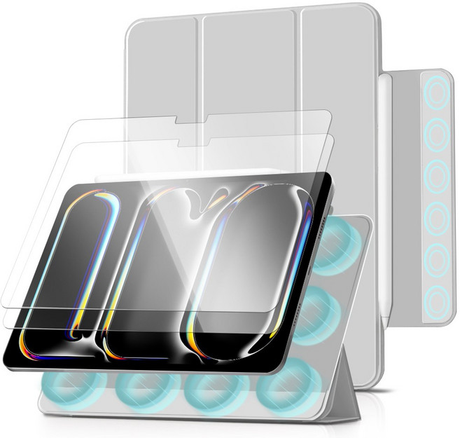 더조은셀러 2단 분리 폴리오 마그네틱 스탠딩 케이스, 페일그레이, 1개