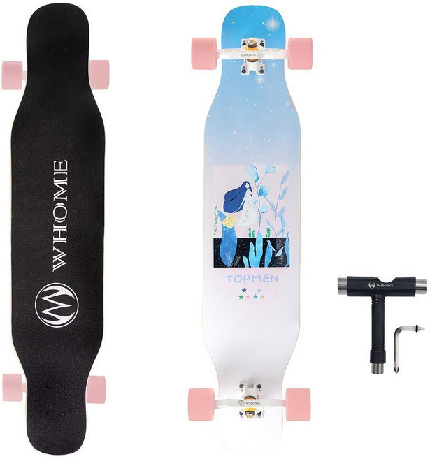 WHOME 롱보드 - 성인용/청소년용 초급/프로 프리스타일 포함) 스케이트보드(T-TOOL 42인치 댄스 여자/, Pink Girl, 1개, Pink Girl