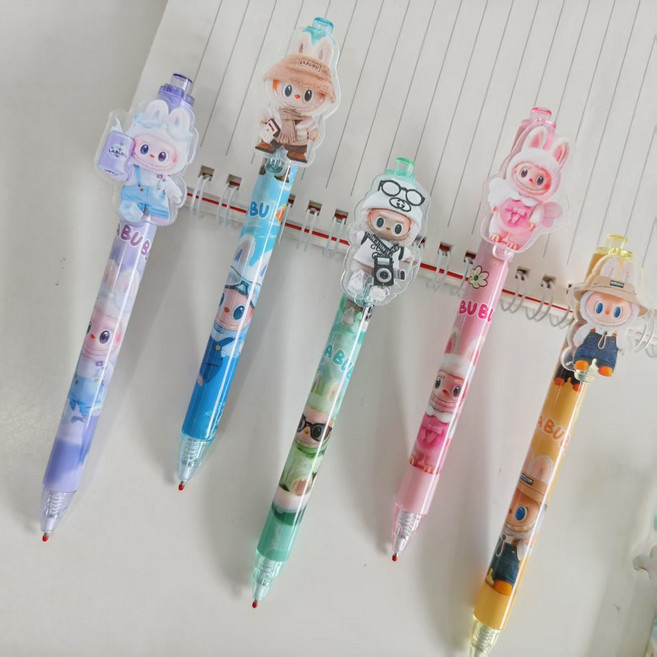 라부부 볼펜 캐릭터 귀여운 볼펜 6개 1세트 0.5mm 블랙