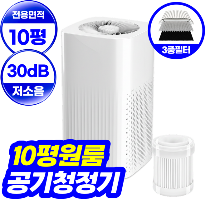 에어라벨 원룸 공기청정기 저소음 프로 미니 공기청정기 음이온 케어, 퓨어 화이트, 1개
