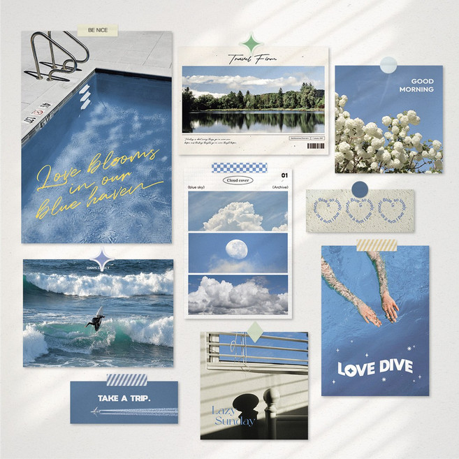 엽서 포스터 블루 데코팩 ver.02 엽서세트 감성 엽서 인테리어소품, 선택안함