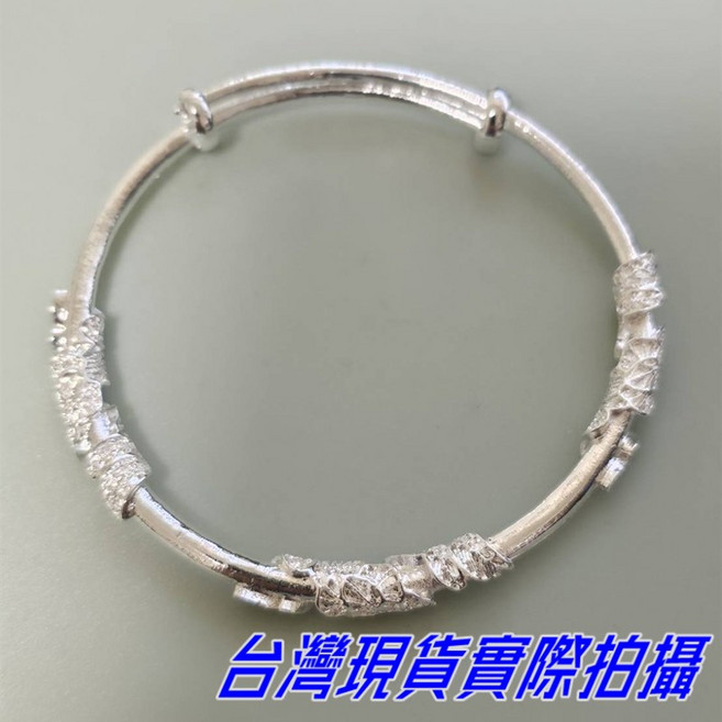 純銀花紋雕刻可調節銀手鐲 時尚百搭 展現個人品味