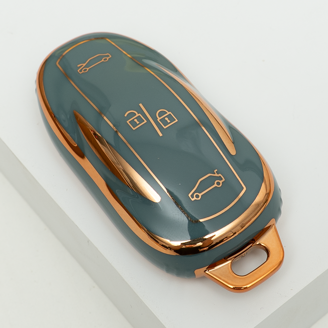 테슬라 S 3 Y X 호환 TPU 자동차 차키 케이스 키홀더 키링, TA108(X), 그레이