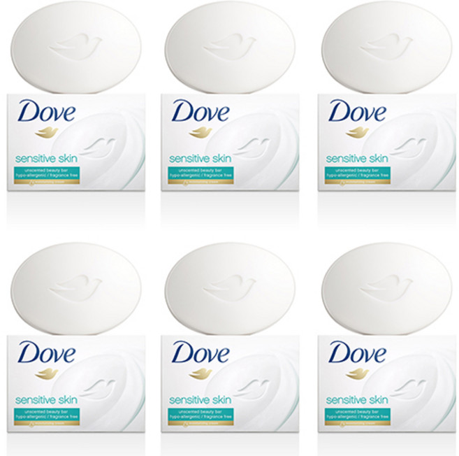 도브 비누 센서티브 스킨 뷰티바, 106g, 6개입