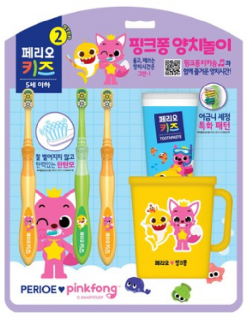 페리오 키즈 핑크퐁 양치세트 3~5세, 1세트, 1세트