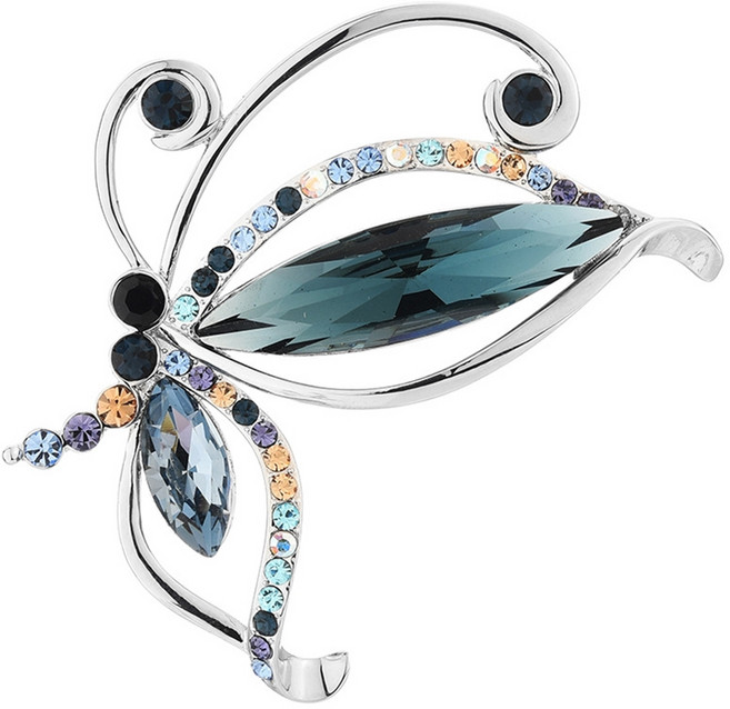 에르모사제이 B058 블루 크리스탈 나비 한복 혼주 결혼식 정장 브로치