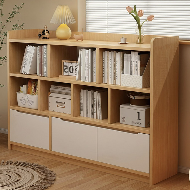 Zzang Room 다용도 책장 수납책장 선반 대용량 캐비닛 정리함 책꽂이, 4단, 내추럴