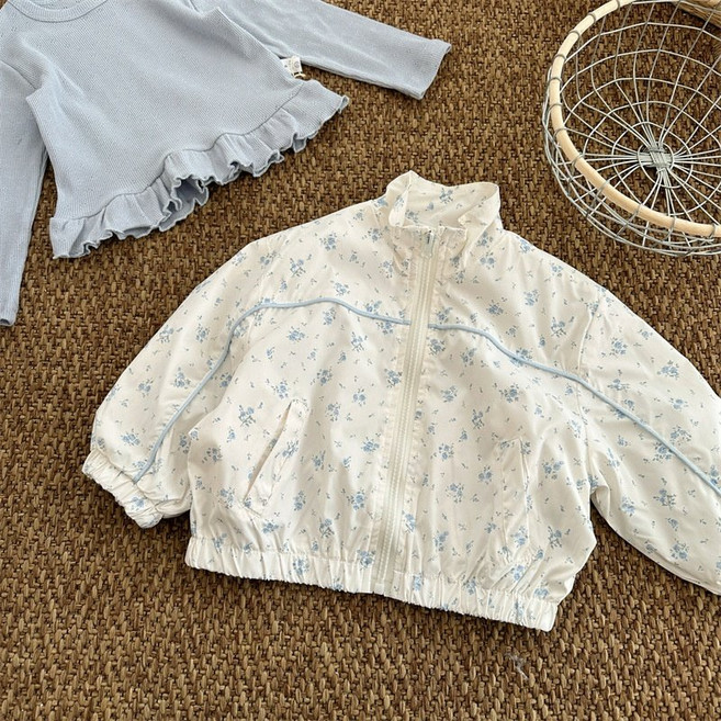 똥강아지 키즈 여아 유아 어린이 봄 가을 아동복 집업점퍼 꽃무늬 간절기 아우터 바람막이자켓 데일리룩 소풍룩 등원룩 100호~130호