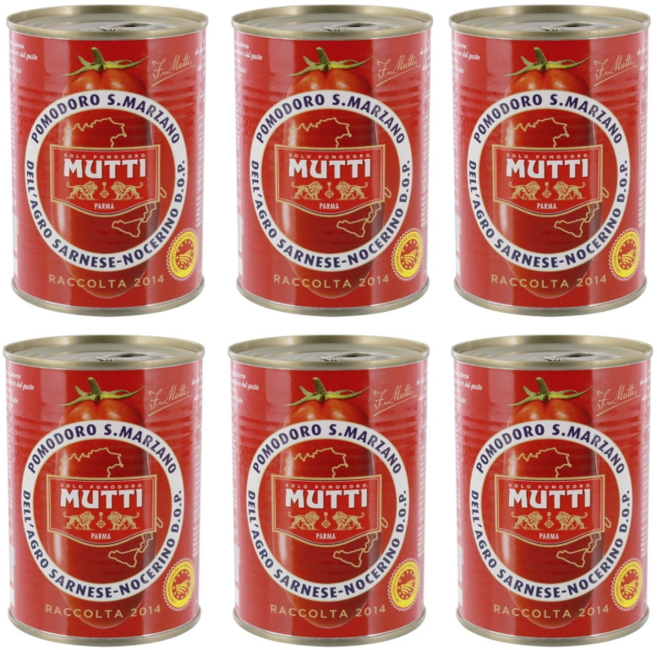 무띠 Mutti 이탈리안 산마르자노 껍질벗긴 토마토 통조림 400g x 6개, 1세트