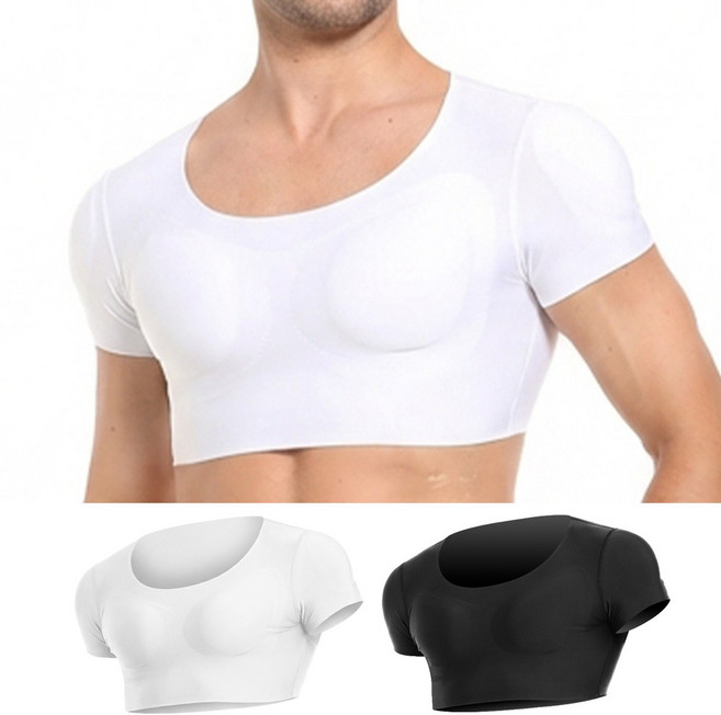 라온피플 몸짱 어깨 가슴 패드 보정속옷 크롭 티셔츠 머슬핏 이너 멸치탈출 이너