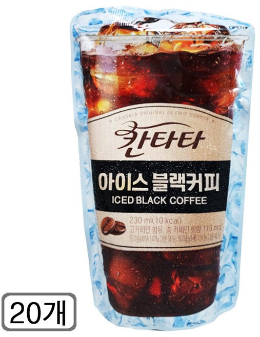 칸타타 아이스 파우치 블랙커피, 190ml, 20개