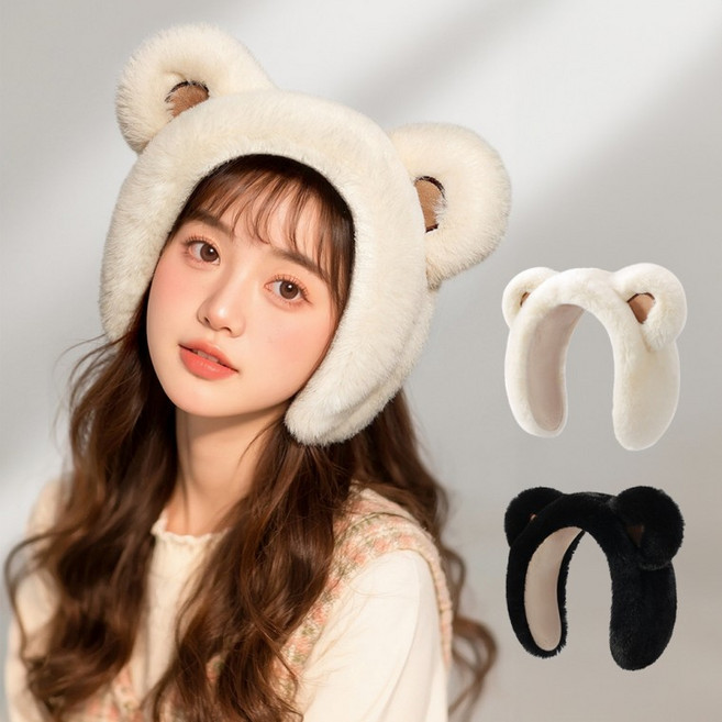 [LUNBELLA]곰돌이귀마개 겨울 귀도리 귀돌이 곰머리띠 귀여운 방한 털 따뜻한 겨울필수템 퍼 귀덮개 큐트
