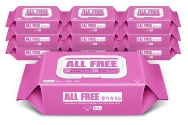 올프리 물티슈55 대용량 캡형, 80매, 20팩