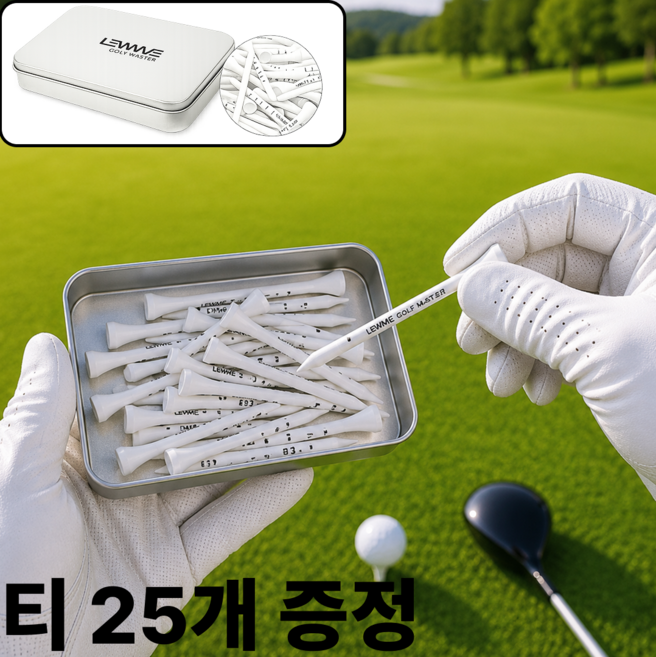 르빈스 골프 티 케이스 + 대나무 티 세트, 1개, 실버