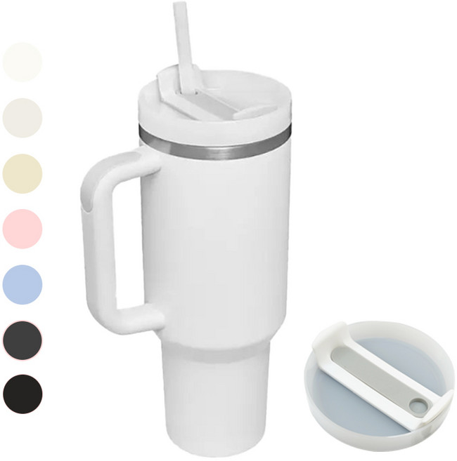 대용량 텀블러 차량용 1.18L 보온 보냉 빨대, 1개, 1200ml, 퓨어화이트
