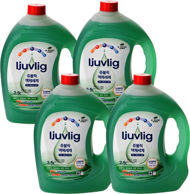 알칼리세탁세제 고농축 드럼용 일반용 빨래냄새 제거 대용량 액체세제, 4개, 2.5L