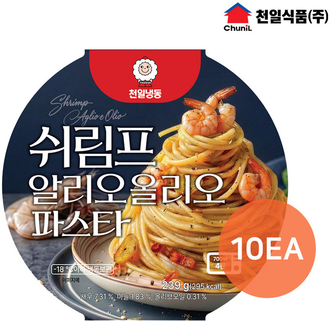 [본사직영] 천일식품 쉬림프 알리오올리오 파스타, 10개, 239g