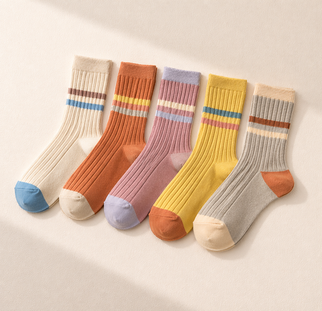 밀리센치 여성 캐주얼 라인 양말 5켤레 세트