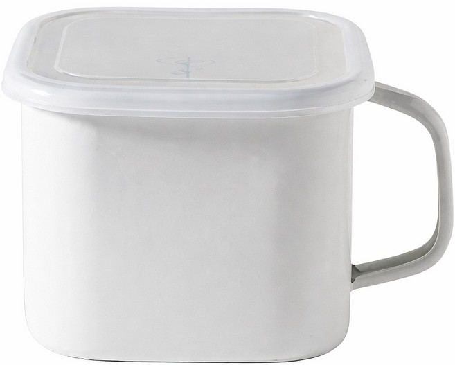 트래블앤쿡 IH 법랑캐니스터 밀폐용기 손잡이 사각법랑냄비, 화이트 1P, 1개