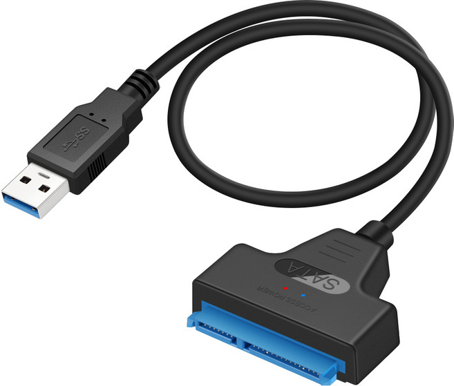 소켓 USB-A 3.0 to SATA 2.5형 외장하드 SSD HDD 변환 케이블, 1개, 블랙, 44cm