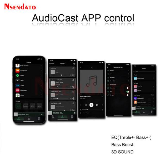 호환 IEAST 아우디ocast AMP50 무선 WiFiBT V5.0 증폭기 Airplay DLNA 스피커 용 멀티 룸 오디오 음악 수신, 04 USA Plug, 1개