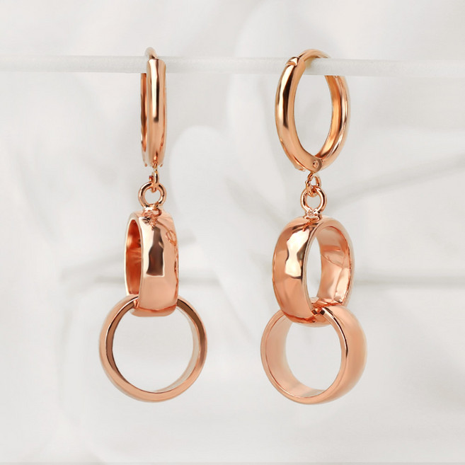 주리에떼 14K 18K 귀걸이 여성 핑크골드 레이어드 베니스 더블링 원터치 귀걸이 여자친구 기념일 선물