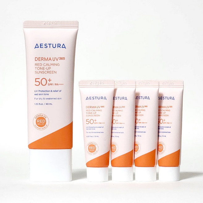 에스트라 더마UV365 레드진정 톤업 선크림 40ml+10ml*4개