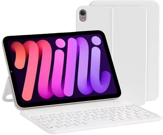 아이패드 미니 6 7 호환 키보드 케이스 마그네틱 무선 블루투스 키보드, 화이트, 1개