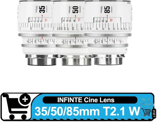 7artisans 인피니티 시네 렌즈 35mm T2.1 50mm T2.1 85mm T2.1 MF 풀프레임 대구경 렌즈 (캐논 EF PL 마운, 01 Canon EF, 01 white set