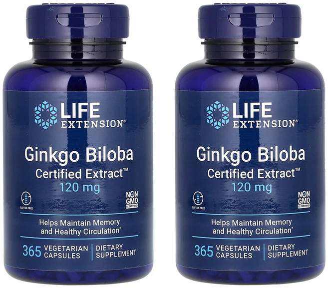 라이프익스텐션 2개X 징코 빌로바 은행 120mg 베지 캡슐 365정, 365개입, 2개 - 쿠팡