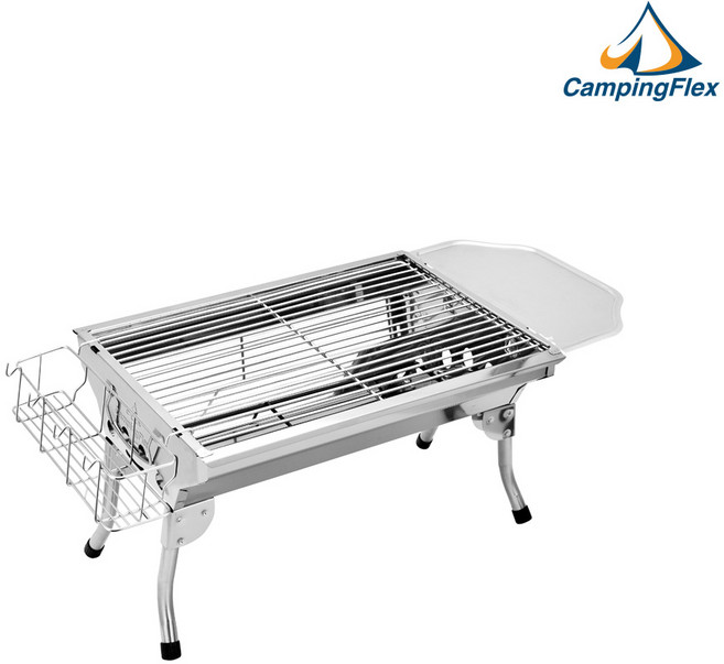 (캠핑플렉스) 플렉스 그릴 접이식 스테인레스 바베큐그릴 야외용 캠핑화로대 BBQ 용품 숯불구이 숯불그릴 화로대, 004. 플렉스 그릴 S(세트형)