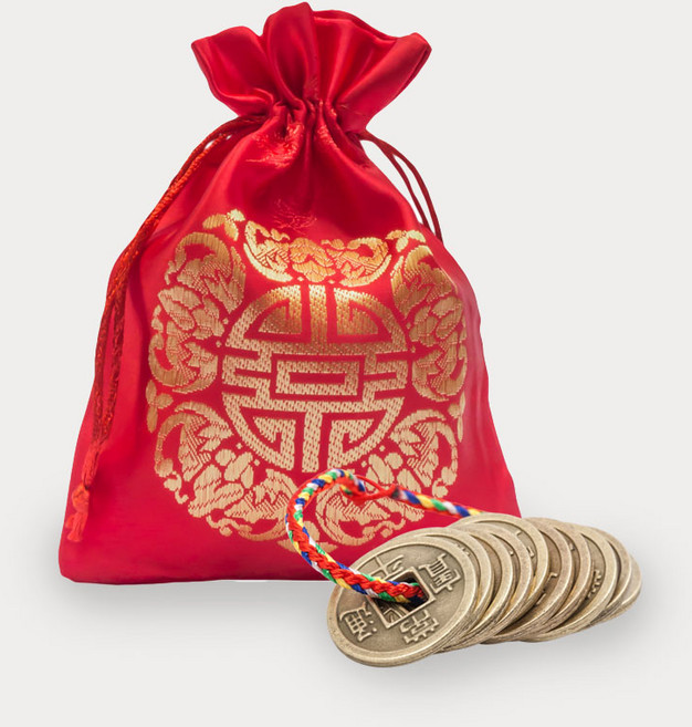 엽전꾸러미 상평통보 엽전주머니 옛날동전 복주머니, 빨강