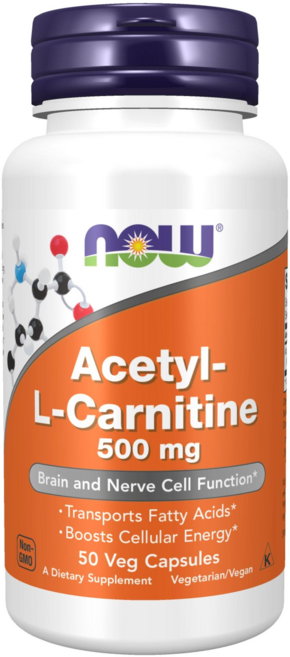 NOW Foods 乙醯左旋肉鹼500mg素食膠囊, 50顆, 1罐