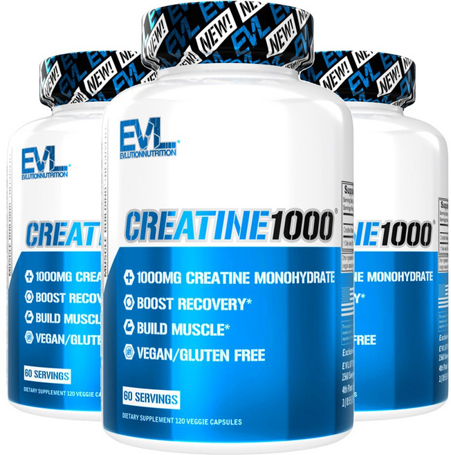 EVLUTIONNUTRITION 크레아틴 1000 베지 캡슐, 120정, 3개