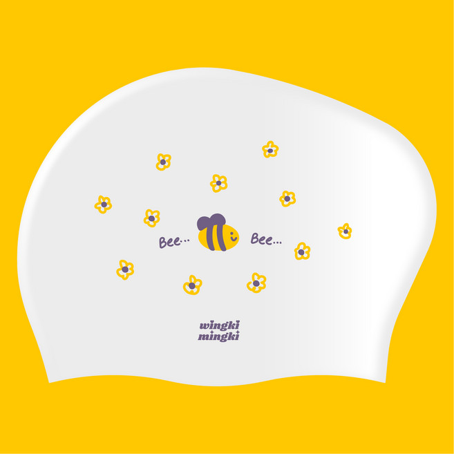 윙키밍키 비비 실리콘 롱헤어 긴머리 빅사이즈 수모 수영 모자, 1개, WHT