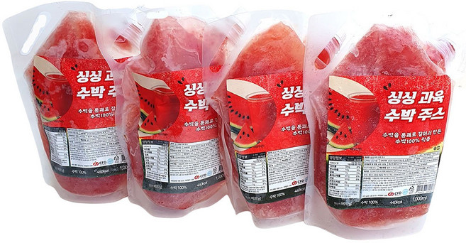 새마원 냉동 싱싱 과육 수박주스 수박 100% 착즙 땡모반 쥬스, 4개, 1kg
