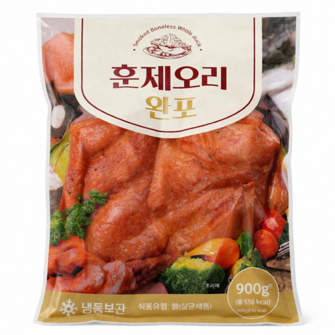 훈제 '통'오리 완포 900gr (뼈없는 통오리), 5개, 900g