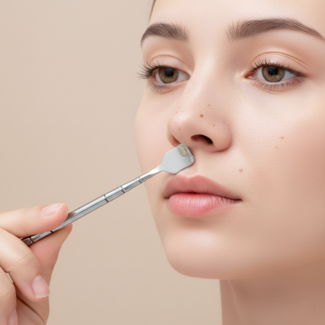 위생적인 다기능 이중헤드 스테인리스 블랙헤드 클리너, 실버