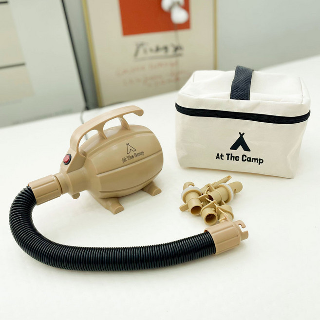 앳더캠프 휴대용 전동 수류탄 에어펌프, 블랙, 1개