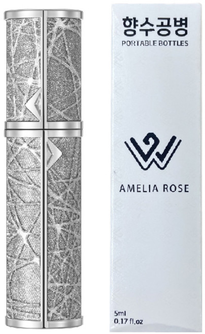 아멜리아로즈 향수공병 5ml 펌핑 충전식 휴대용, 1개, 체크실버 글리터