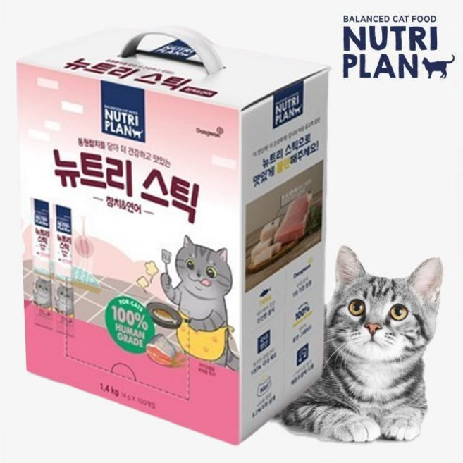 동원 뉴트리플랜 뉴트리스틱 대용량, 참치+연어, 14g, 100개