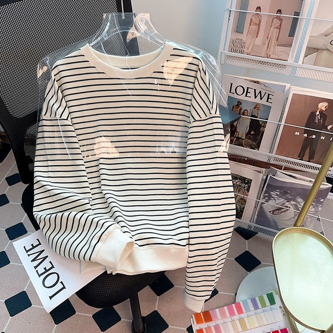 피케 330g 맨투맨 여 춘추 얇은 라운드 긴팔 티셔츠 상의 빅사이즈 여장