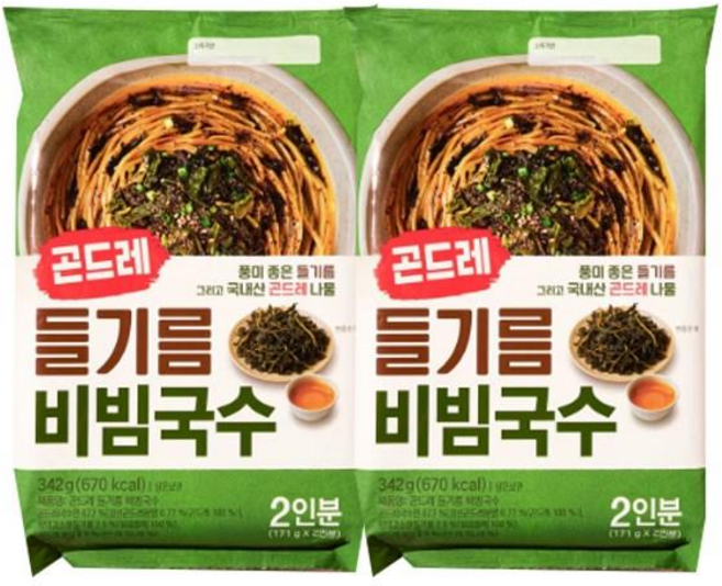 곤드레 들기름비빔국수 2인 밀키트, 2개, 342g