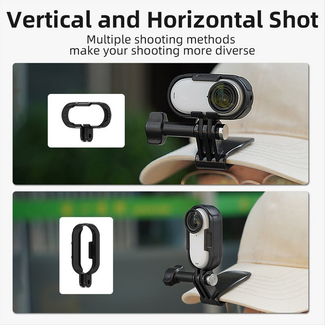 Insta360 GO 3/3S 액세서리 브림 클립 엄지 카메라 어댑터 확장 브래킷 수평 수직 샷 테두리와 호환용 Flymile, 1개, 검은색